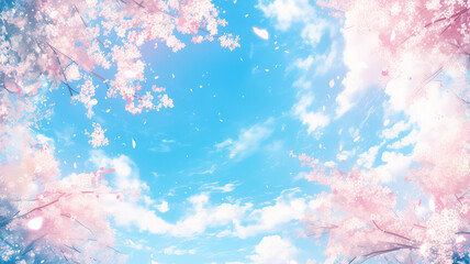 青空に舞う桜の花びら