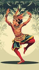 A Male Dancer Performing Traditional Sri Lankan Dance
