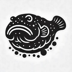 Obraz premium Anglerfish logo vector, Anglerfish vector illustration, Anglerfish silhouette vector black and white