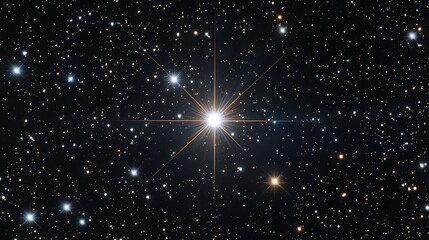 Bright star shining in a vast starry sky.