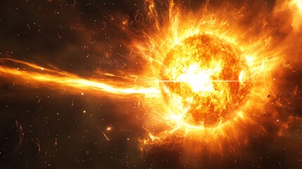 Vibrant solar explosion in outer space.