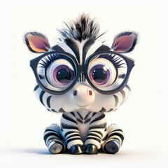 Fototapeta premium Cute funny zebra with glasses looking inquisitively at the viewer in a playful manner
