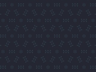 Seamless pattern of blue floral motifs on a dark blue background.