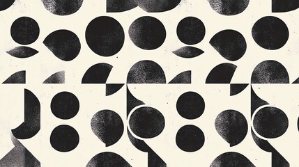 Fototapeta premium Abstract pattern with black and white shapes.