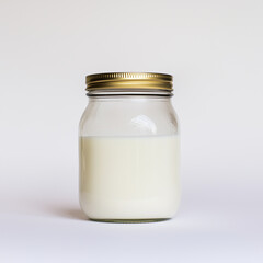Milk in a glass jar with a closed lid
