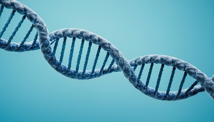 Digitally generated blue DNA strand with ECG line 3d