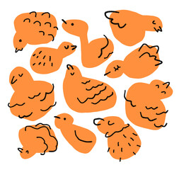 色々な形の鳥の背景素材のイラスト2