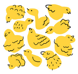 色々な形の鳥の背景素材のイラスト3