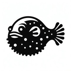 Anglerfish logo vector, Anglerfish vector illustration, Anglerfish silhouette vector black and white