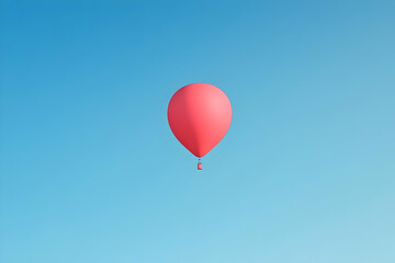 Fototapeta premium Pink Hot Air Balloon in Blue Sky Illustration