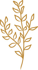 Botanical leaf line art for wedding invitation decoration