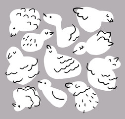 色々な形の鳥の背景素材のイラスト36