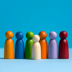 Colorful Wooden Peg People Illustration