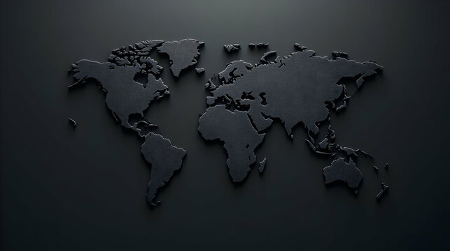 Fototapeta Dark 3D World Map Illustration