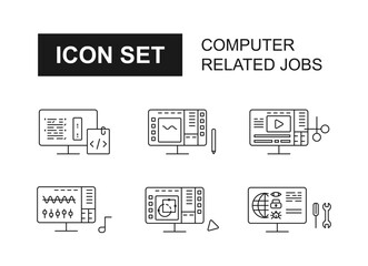 set of computer related work icons