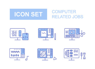 set of computer related work icons