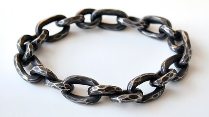 Obraz premium Men's Oxidized Sterling Silver Hammered Chain Bracelet