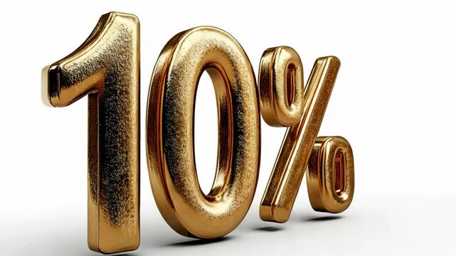 Shiny golden number 10 percent symbolizing discount or promotion in an elegant and modern style