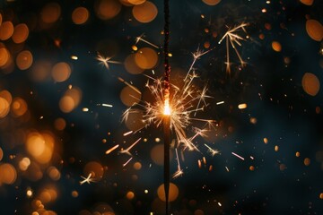 Fototapeta premium Sparkling fireworks display in the night sky