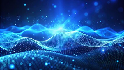 Abstract futuristic blue particle wave technology animation background with rendering, futuristic, blue