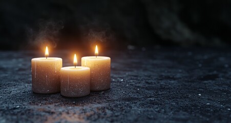 Glowing candles on a dark background