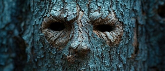 Mysterious face in tree bark