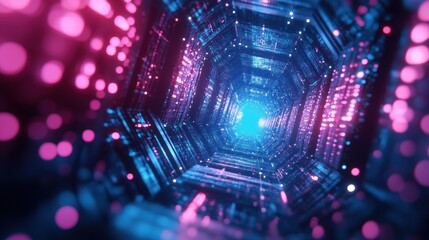 Neon Tunnel: A Digital Journey Through Vibrant Pink and Blue Lights