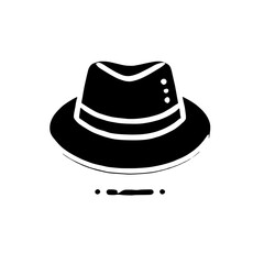 Classic Fedora Hat Icon: A sleek, minimalist black fedora hat icon, perfect for fashion, style, and vintage design projects.  