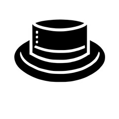 Bucket Hat Icon: A simple, minimalist black and white icon of a bucket hat. Perfect for fashion, lifestyle, and design projects.  