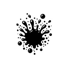 Black Ink Splash: A dramatic black ink splash with vibrant droplets and a captivating movement. Perfect for designs, backgrounds, and illustrations.