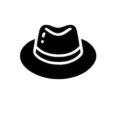 Classic Fedora Icon: A timeless silhouette, simple yet elegant, this black and white fedora icon evokes a sense of mystery and sophistication. Perfect for fashion illustrations, vintage designs.
