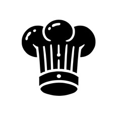 Chef's Hat Icon: A bold and stylish black and white icon of a chef's hat, symbolizing culinary expertise, passion, and the art of cooking. Perfect for restaurant menus, food blogs, cooking classes.