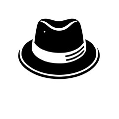 Classic Fedora Hat Icon: A sleek and stylish fedora, its silhouette a timeless symbol of elegance and sophistication.  