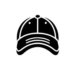 Baseball Cap Icon:  A simple, bold black baseball cap icon, perfect for branding, apparel designs, or sports-themed projects.