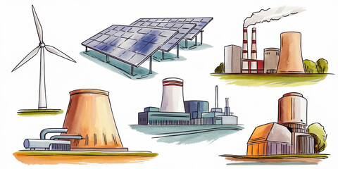 Renewable Non Renewable Energy Sources Wind Solar Nuclear Fossil Fuel Power Plants