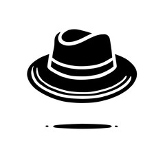 Classic Fedora Hat Icon: A stylish and timeless fedora hat, depicted in a simple yet elegant black silhouette. Perfect for adding a touch of vintage sophistication to your designs. 