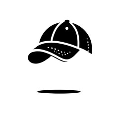 Baseball Cap Icon: A stylish and minimalist black baseball cap icon, perfect for branding, apparel design, or sports-related projects.