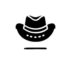 Cowboy Hat Icon:  A stylish and simple illustration of a classic cowboy hat. Perfect for western themes, fashion designs, or branding. 
