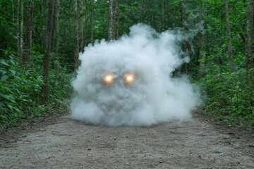 Fototapeta premium Mysterious smoke creature in forest