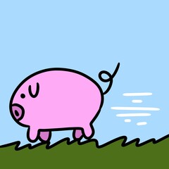 cartoon pig with speech bubble