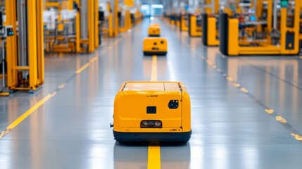 Smart factory with interconnected robots and machines utilizing advanced technology for automation, efficiency, and precision in modern industrial manufacturing processes.