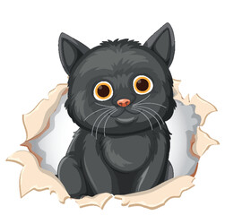 Curious Cat Peeking Through Paper