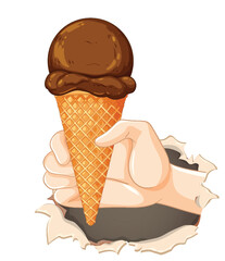 Hand Holding Chocolate Ice Cream Cone