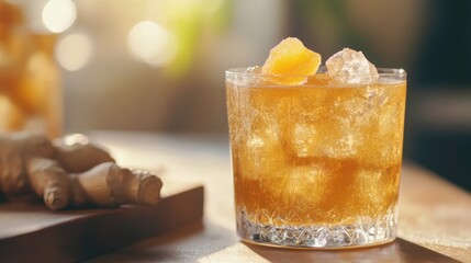 Refreshing Ginger Ale with Candied Ginger Garnish
