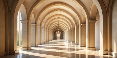 Obraz premium Serene architectural passageway with elegant arches and soft light , architecture, arches, calm, serene