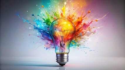Exploding light bulb with colorful splashes symbolizing creativity and innovation workshops , creativity, innovation, dynamic
