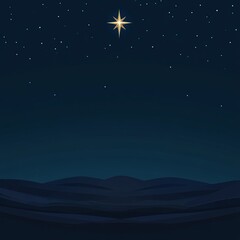 Fototapeta premium Night sky with bright star over rolling hills.
