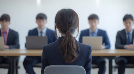 面接を受ける就活生