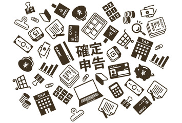 確定申告のアイコンセット素材