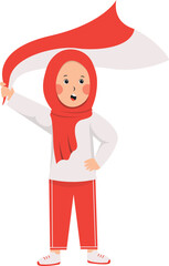 Indonesian Independence Kids Character Isolated on White Background. Vector Illustration